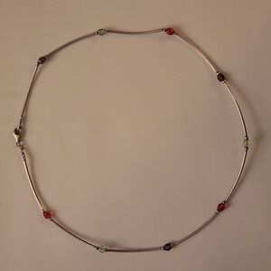 📿💎Elegant Italian Sterling Silver Necklace w/Red, Green, & Purple Crystals💎📿